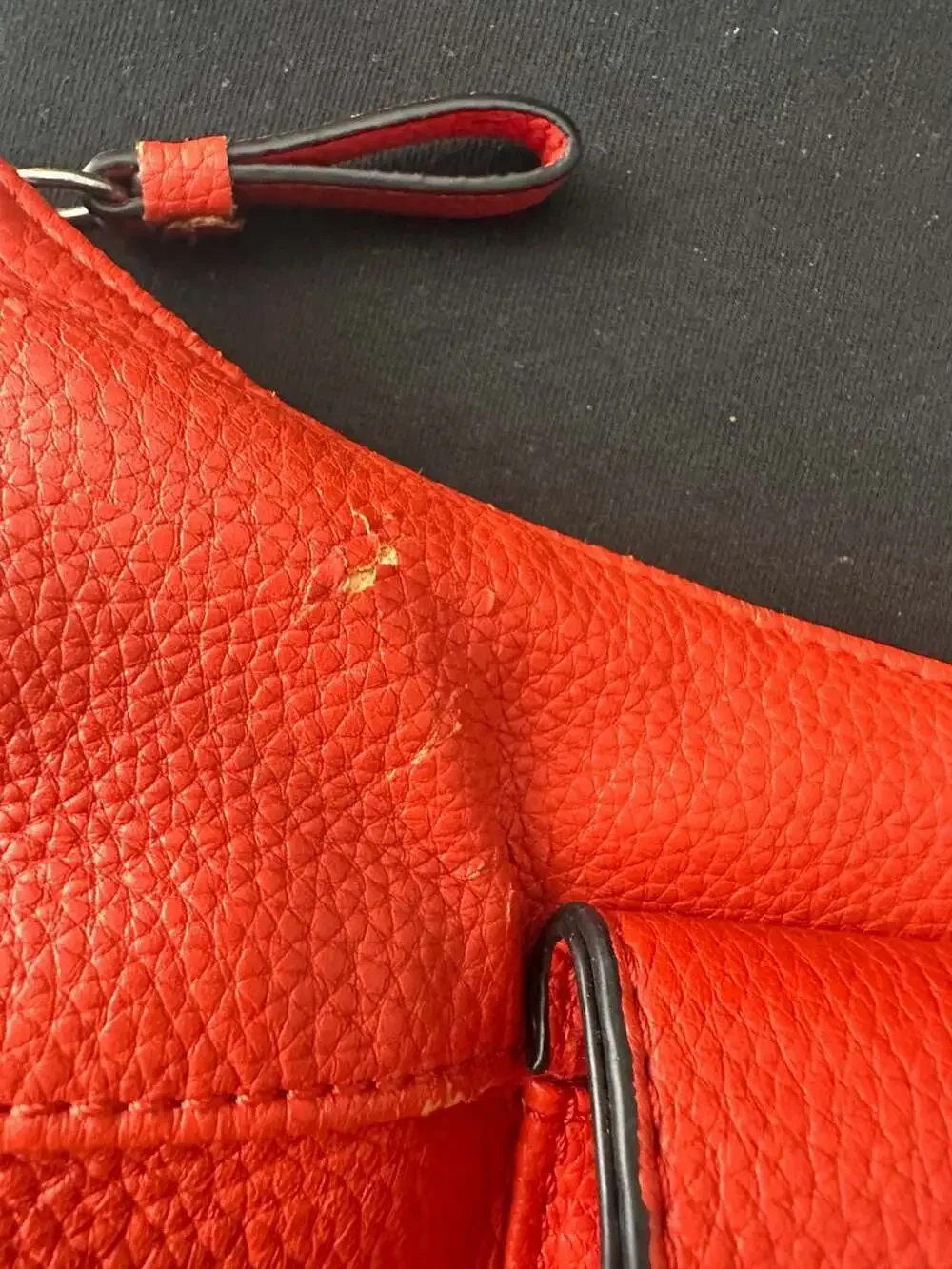 No.91 Giani Bernini Pebbled Orange Leather Hobo Shoulder Bag with Chain Detail